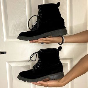 Black Suede Combat Boots